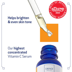 Obagi Professional C Serum 20% label detail highlights concentration and usage notes.