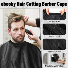 obeoby 10-in-1 barber cape kit barber brush aids quick cleaning after cuts