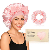 Bonete obeoby de seda de doble capa para dormir, protege rizos y reduce frizz.