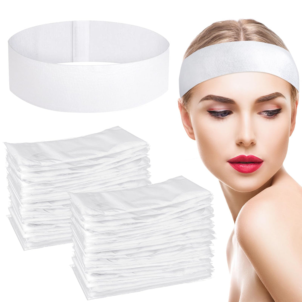 obeoby disposable hairband soft nonwoven fabric for gentle facial prep.