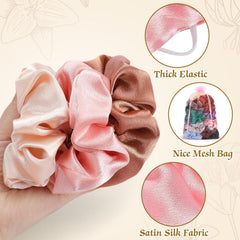 OCATO multi-color satin scrunchies for various hairstyles.