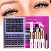 Ocean Pearl lash clusters DM01+M38 for a doll-eye manga look with easy stacking.