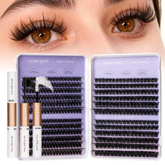 Ocean Pearl Lash Clusters Kit front view shows organized contents for easy DIY application.