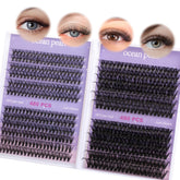 Ocean Pearl lash clusters with mixed lengths for versatile looks.