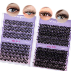 Ocean Pearl lash clusters with mixed lengths for versatile looks.