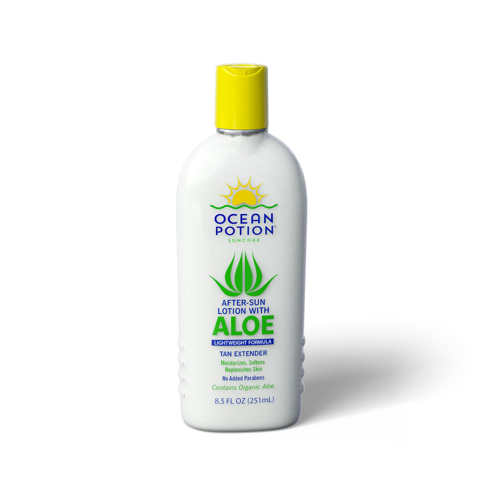 Ocean Potion after sun lotion bottle front shown for soothing hydration after sun exposure