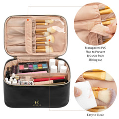 OCHEAL makeup bag showing flexible Velcro dividers for customizable storage