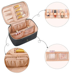 OCHEAL vegan leather cosmetic bag highlighting durable waterproof exterior