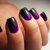 Uñas OCOUYVD con gradiente púrpura y acabado corto cuadrado para look elegante.