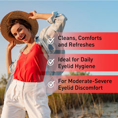 Individually packaged pads for on-the-go eyelid cleansing