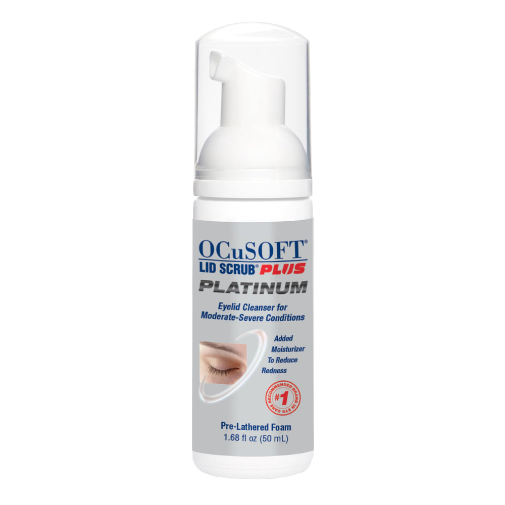 OCuSOFT Lid Scrub Plus Platinum en botella, espuma suave para párpados.