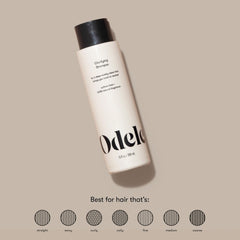 Tapa y pump de Odele Clarifying Shampoo para aplicación fácil en la ducha.