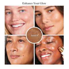 Ogee Sculpted Face Stick Amber swirl on cheek adds sun-kissed bronze glow.