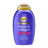 OGX Biotina y Colágeno, botella 13 oz, volumen para cabello fino.