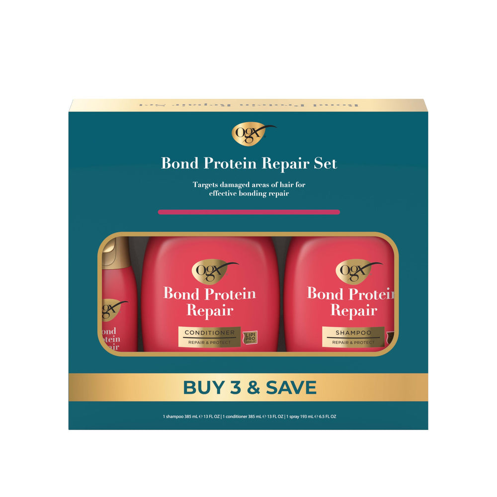 OGX Bond Protein Repair champú: limpieza suave para cabello dañado.