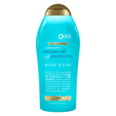 OGX Radiant Glow: envase del gel de ducha, promueve hidratación y brillo radiante