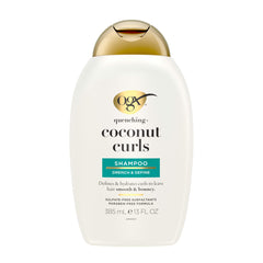 OGX Coconut Oil close-up emphasizes softness and shine.
