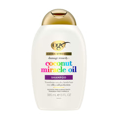 Frizz-control action with OGX shampoo on smooth, manageable hair.