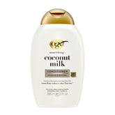 OGX Nourishing Coconut Milk Conditioner bottle highlighting hydrating formula for softer hair