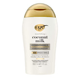OGX acondicionador nutritivo con leche de coco en botella, suaviza el cabello