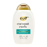 OGX Quenching Coconut Curls bottle highlights hydrating curl definition.