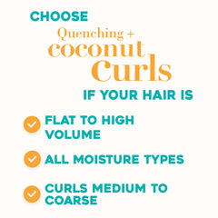 Rizos definidos y brillantes tras aplicar OGX Quenching + Coconut Curls.
