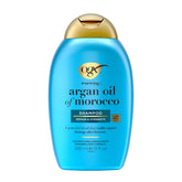OGX Renewing Argan Oil of Morocco shampoo bottle front with citrus-floral scent for smoother hair