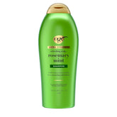 OGX Rosemary Mint Champú botella: limpieza profunda para cabello graso y residuos.