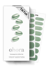 ohora bandas uñas matcha cromo con brillo lujoso y acabado suave