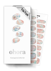 Ohora pegatinas de gel semicuradas blancas con acabado metálico para uñas de salón.