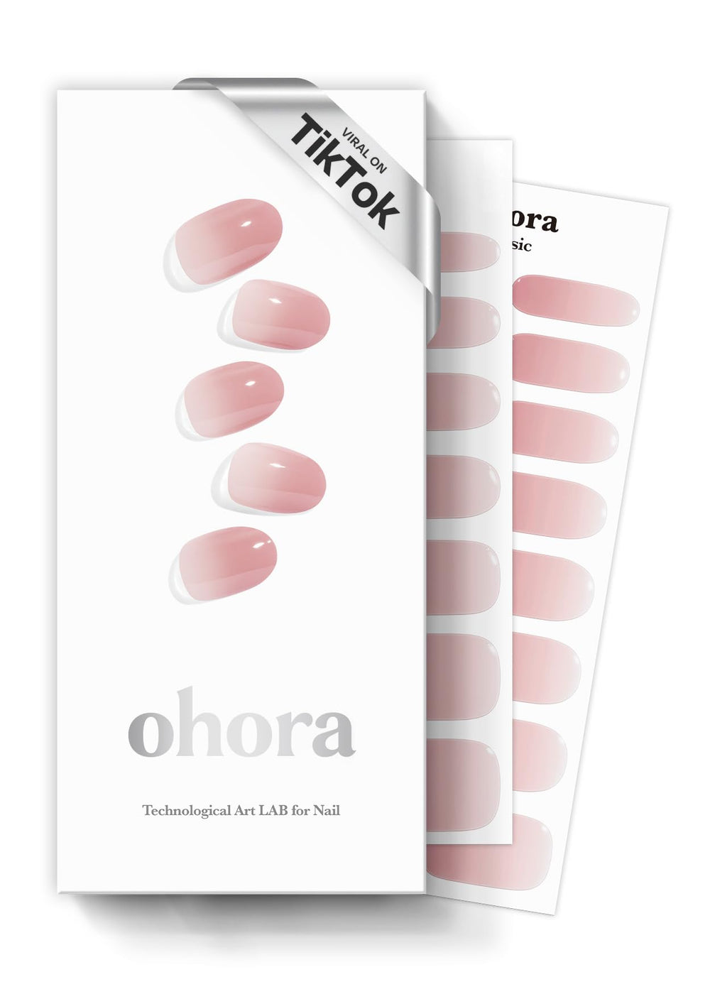 ohora tiras gel semi-curadas N Milk Rose, paquete para uñas con acabado profesional