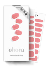 Ohora empaque compacto con tiras gel semicurado N Cream Glow rosa, listo para uso rápido.