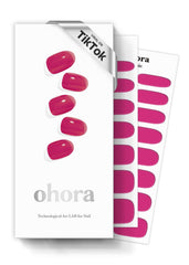 Ohora tiras de uñas gel semi-curado tono rojo, acabado duradero para dos semanas