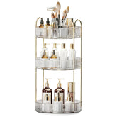 Oifecsie 360° rotation makeup organizer top layer with brush compartments keeps brushes neatly separated