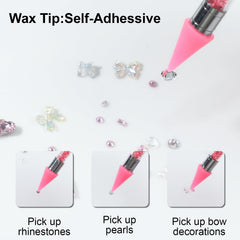 OIFEN precision tweezers blue and pink for exact rhinestone placement.