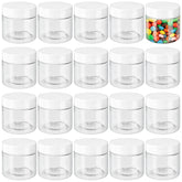 OJYUDD 2oz clear cosmetic container with white lid for easy content identification.