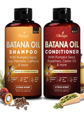 Okaga Batana Oil Shampoo bottle shows rich lather for gentle cleansing.