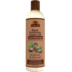 OKAY Black Jamaican Castor Oil Conditioner bottle ready for detangling