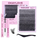 OKAYLOVE fluffy lash clusters bundle enhances soft, dramatic volume for evening looks.