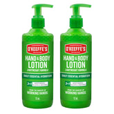 O'Keeffe's hand and body lotion pump 2-pack ready for daily hydration.