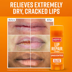 O'Keeffe's Lip Repair stick dorso mostrando el envase compacto