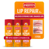 O'Keeffe's Lip Repair Stick Paquete Tres, cuidado intensivo para labios extremadamente secos.