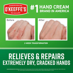 Aplicación diaria de crema de manos O'Keeffe's en tubo para mayor confort.
