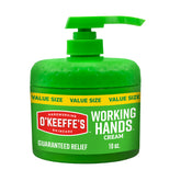 O'Keeffe's Working Hands pumpable jar shown for easy, mess-free moisture relief on dry hands