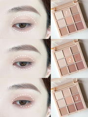 Maquillaje de ojos Okerker en tonos neutros para uso diario.