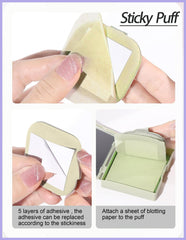 Close-up of Okerker blotting paper absorbing oil from skin.