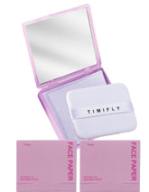 Okerker blotting paper with mirror and puff for precise on-the-go touch-ups