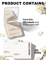 Okerker blotting paper pack featuring puff for precise oil absorption.