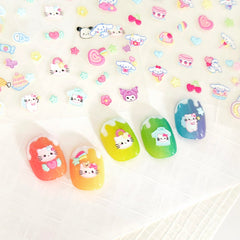 okiYomi kitty bow embossed decals for cute nail art beginners