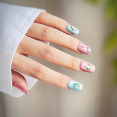 okiYomi pink bear embossed decals for soft tactile nail art